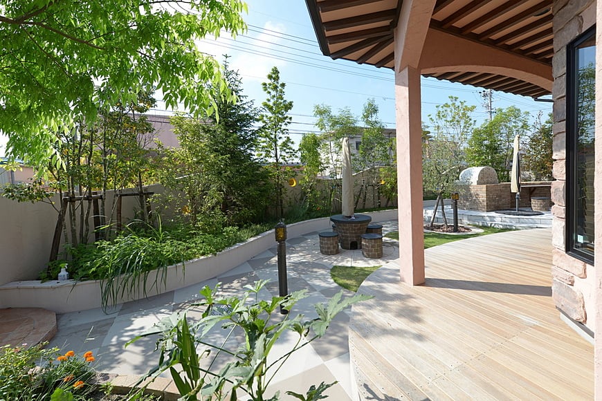Wood deck and garden terrace